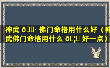 神武 🕷 佛门命格用什么好（神武佛门命格用什么 🦋 好一点）